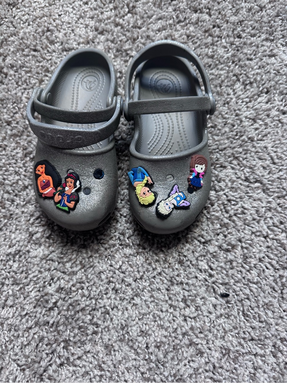 CROCS Gray Kids Slip-On Clogs with Princess Jibbitz